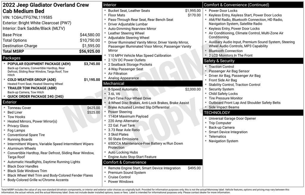 Used 2022 Jeep Gladiator Overland w/ Popular Equipment Package AWD/4WD image 36