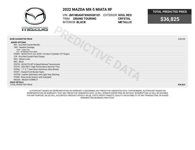 Used 2022 MAZDA MX-5 Miata RF Grand Touring w/ Weather Package RWD image 3