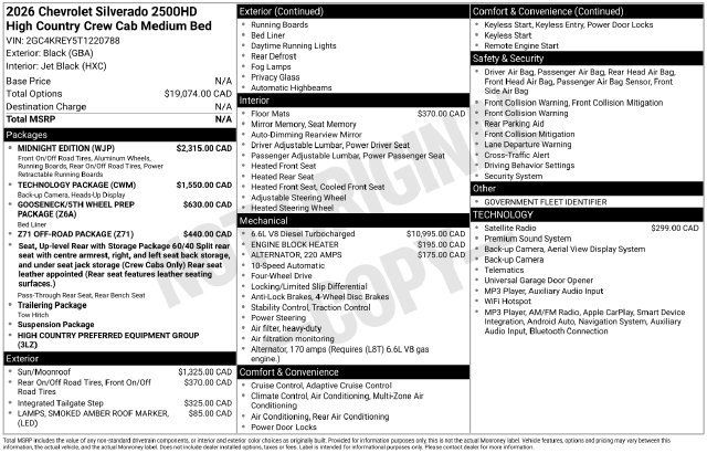 New 2026 Chevrolet Silverado 2500 High Country w/ Midnight Edition AWD/4WD image 4