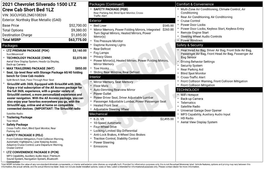 Used 2021 Chevrolet Silverado 1500 LTZ w/ LTZ Premium Package AWD/4WD image 10