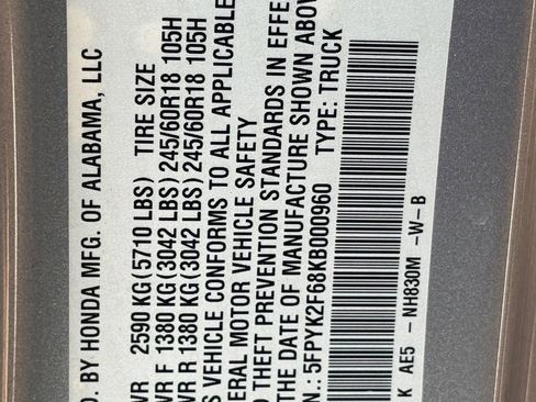 Used 2019 Honda Ridgeline RTL-T image 16