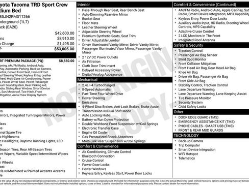 Certified 2024 Toyota Tacoma TRD Sport w/ TRD Sport Premium Package AWD/4WD image 3