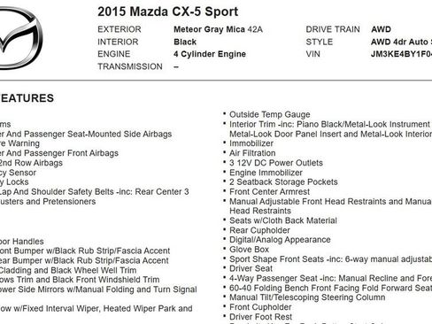 Used 2015 MAZDA CX-5 Sport AWD/4WD image 16