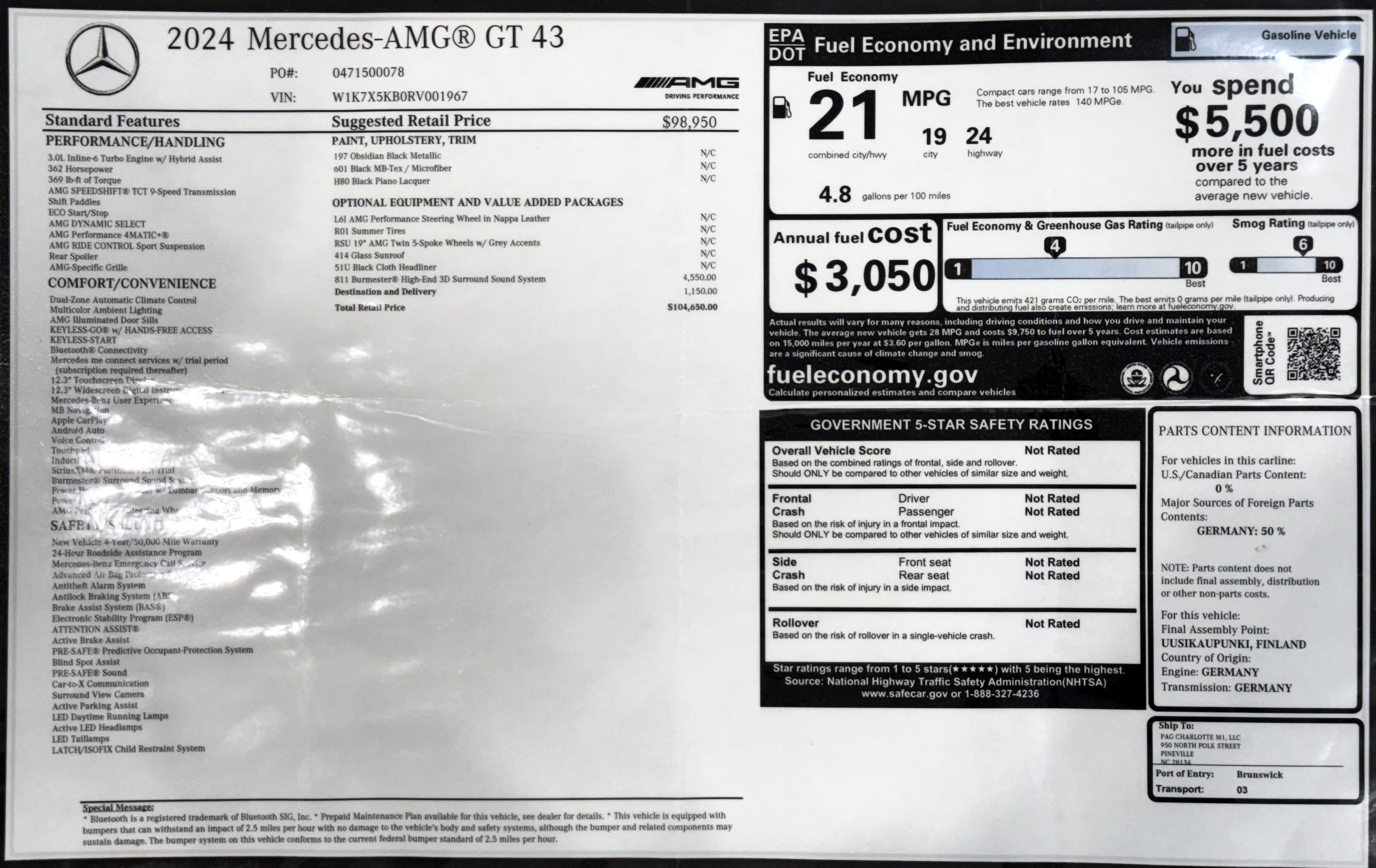 Used 2024 Mercedes-Benz AMG GT 43 image 2