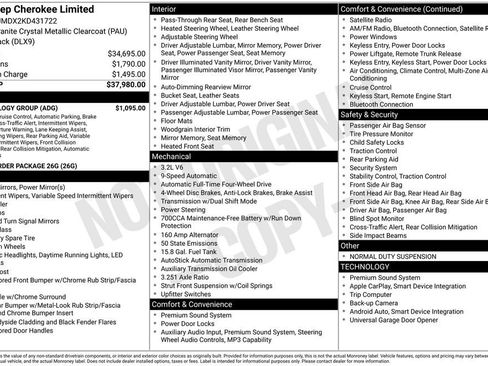 Used 2019 Jeep Cherokee Limited w/ Technology Group image 28