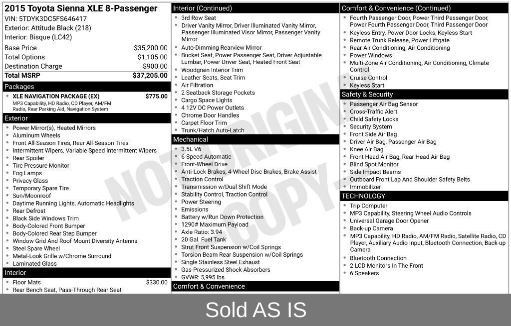 Used 2015 Toyota Sienna XLE w/ XLE Navigation Package FWD image 33