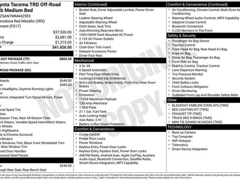 Used 2021 Toyota Tacoma TRD Off-Road w/ Technology Package AWD/4WD image 31