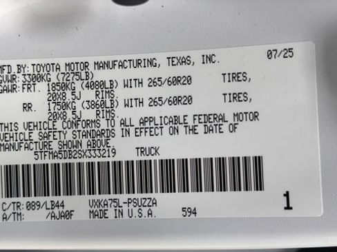 Used 2025 Toyota Tundra 1794 Edition w/ TRD Off-Road Package AWD/4WD image 32