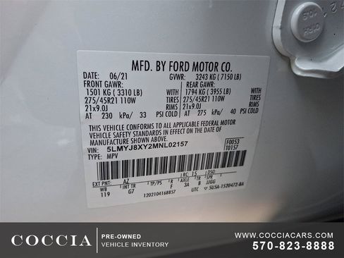 Certified 2021 Lincoln Aviator Grand Touring w/ Equipment Group 301A image 26