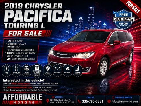 Used 2019 Chrysler Pacifica Touring-L w/ Advanced Safetytec Group FWD image 1