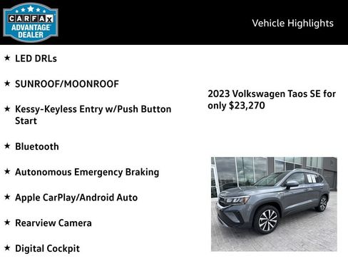 Certified 2023 Volkswagen Taos SE w/ Panoramic Sunroof Package AWD/4WD image 4