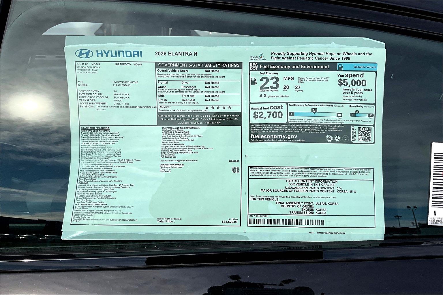 New 2026 Hyundai Elantra N FWD image 14