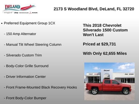 Used 2018 Chevrolet Silverado 1500 Custom w/ Custom Value Package AWD/4WD image 15