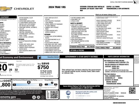 Used 2024 Chevrolet Trax RS w/ Driver Confidence Package FWD image 49