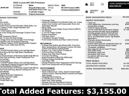 Used 2022 Lexus NX 350 AWD w/ Premium Package image 3