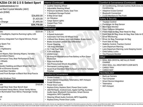 New 2025 MAZDA CX-30 AWD 2.5 S w/ Select Sport Pkg image 9