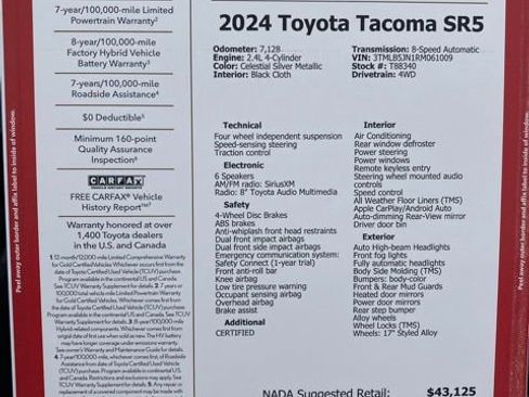 Used 2024 Toyota Tacoma SR5 image 40