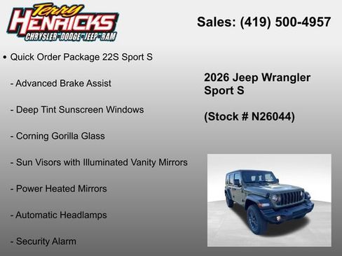 New 2026 Jeep Wrangler Unlimited Sport AWD/4WD image 12