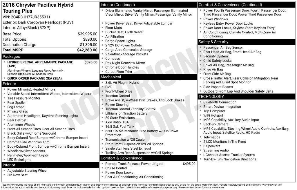 Used 2018 Chrysler Pacifica Touring Plus FWD image 2
