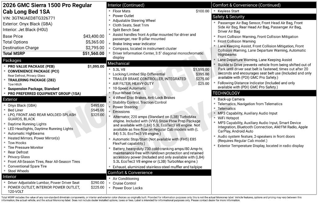 New 2026 GMC Sierra 1500 Pro w/ Pro Value Package AWD/4WD image 26