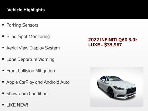 Used 2022 INFINITI Q60 3.0t Luxe w/ Cargo Package RWD image 5