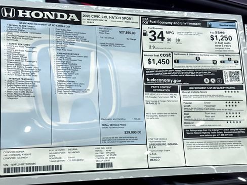 New 2026 Honda Civic Sport image 31