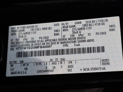 Used 2021 Ford F150 Lariat w/ Equipment Group 502A High image 56