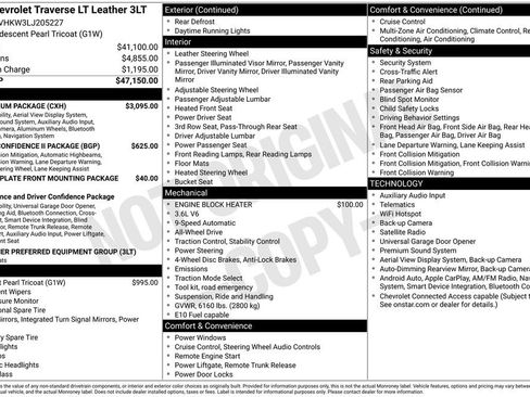 Used 2020 Chevrolet Traverse LT w/ LT Premium Package AWD/4WD image 16