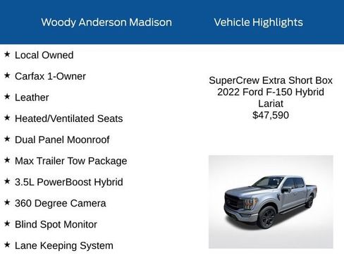 Used 2022 Ford F150 Lariat w/ Max Trailer Tow Package AWD/4WD image 2