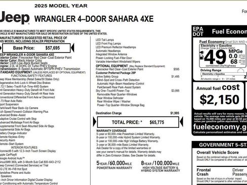 Used 2025 Jeep Wrangler Unlimited Sahara w/ Safety Group AWD/4WD image 2