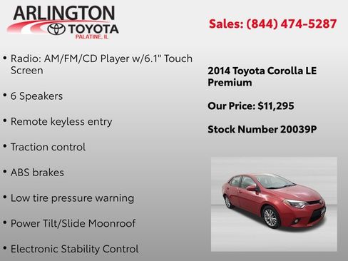 Used 2014 Toyota Corolla LE Premium w/ Driver Convenience Package FWD image 2