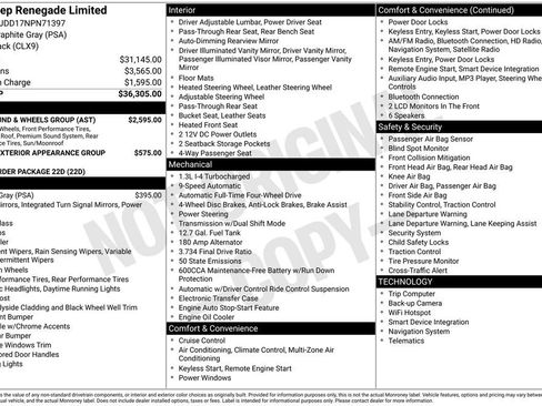 Certified 2022 Jeep Renegade Limited w/ Sun, Sound & Wheels Group AWD/4WD image 39