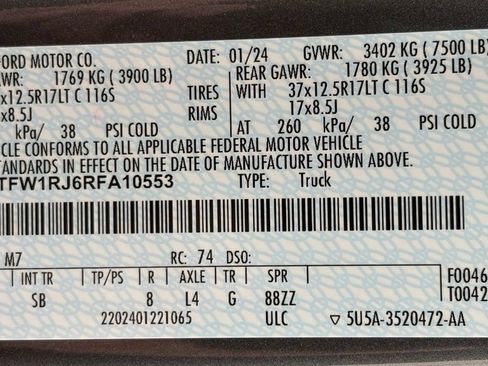Certified 2024 Ford F150 Raptor w/ Equipment Group 803A Raptor R AWD/4WD image 54