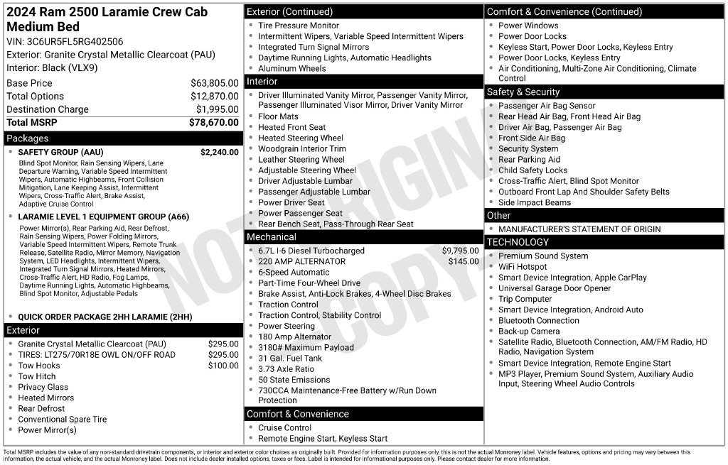 Used 2024 RAM 2500 Laramie w/ Safety Group AWD/4WD image 2
