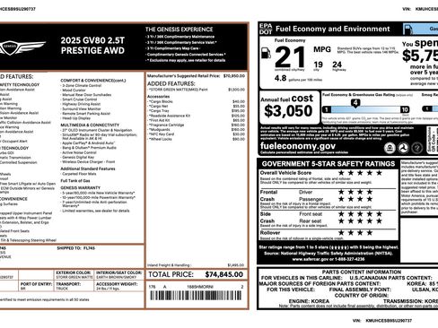 Certified 2025 Genesis GV80 2.5T Prestige AWD/4WD image 3
