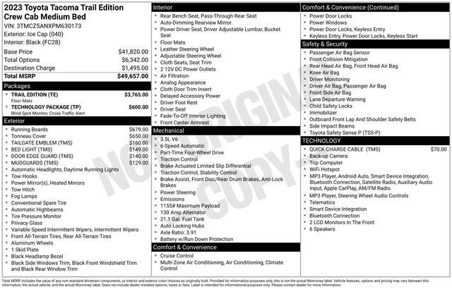 Certified 2023 Toyota Tacoma 4x4 Double Cab w/ Trail Edition image 35