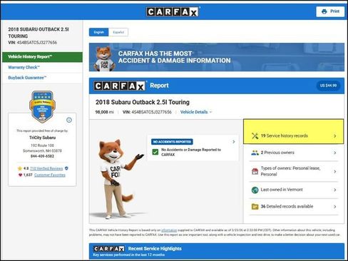 Used 2018 Subaru Outback 2.5i Touring image 12