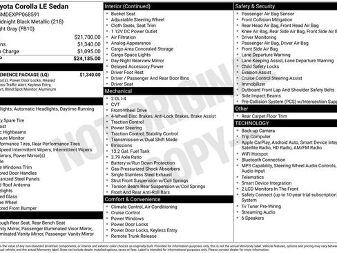 Used 2023 Toyota Corolla LE w/ LE Convenience Package FWD image 2