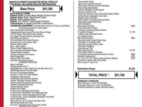 Used 2020 Alfa Romeo Giulia Ti Sport w/ Quick Order Package 22U Sport image 1