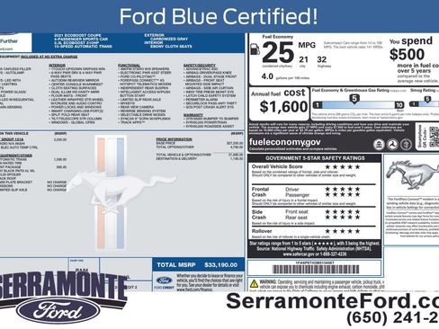 Used 2021 Ford Mustang Coupe w/ Equipment Group 101A RWD image 16