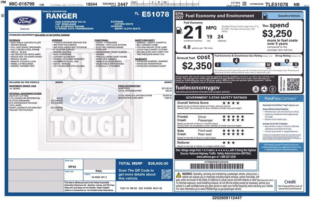New 2026 Ford Ranger XL w/ Trailer Tow Package AWD/4WD image 26