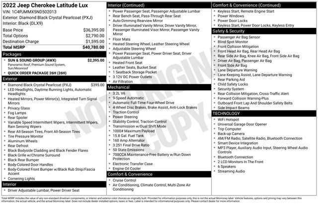 Used 2022 Jeep Cherokee Latitude Lux w/ Sun & Sound Group AWD/4WD image 26