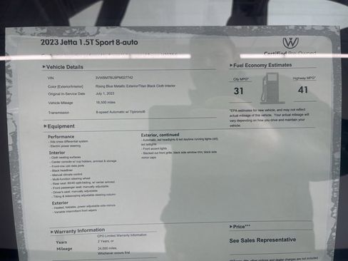 Certified 2023 Volkswagen Jetta Sport image 41