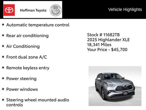 Certified 2025 Toyota Highlander XLE AWD/4WD image 15