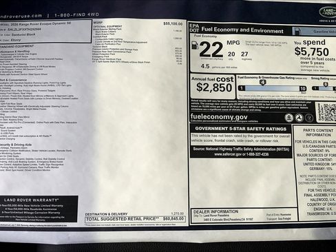 New 2026 Land Rover Range Rover Evoque Dynamic SE image 20