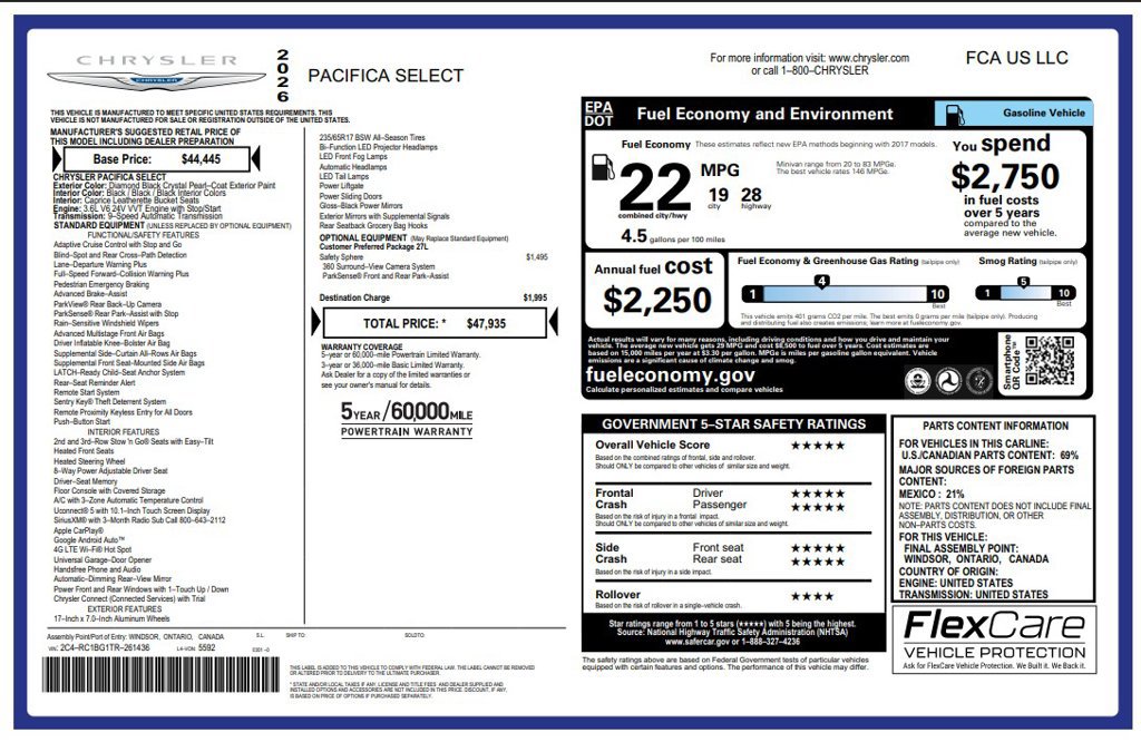 Certified 2026 Chrysler Pacifica Select FWD image 3