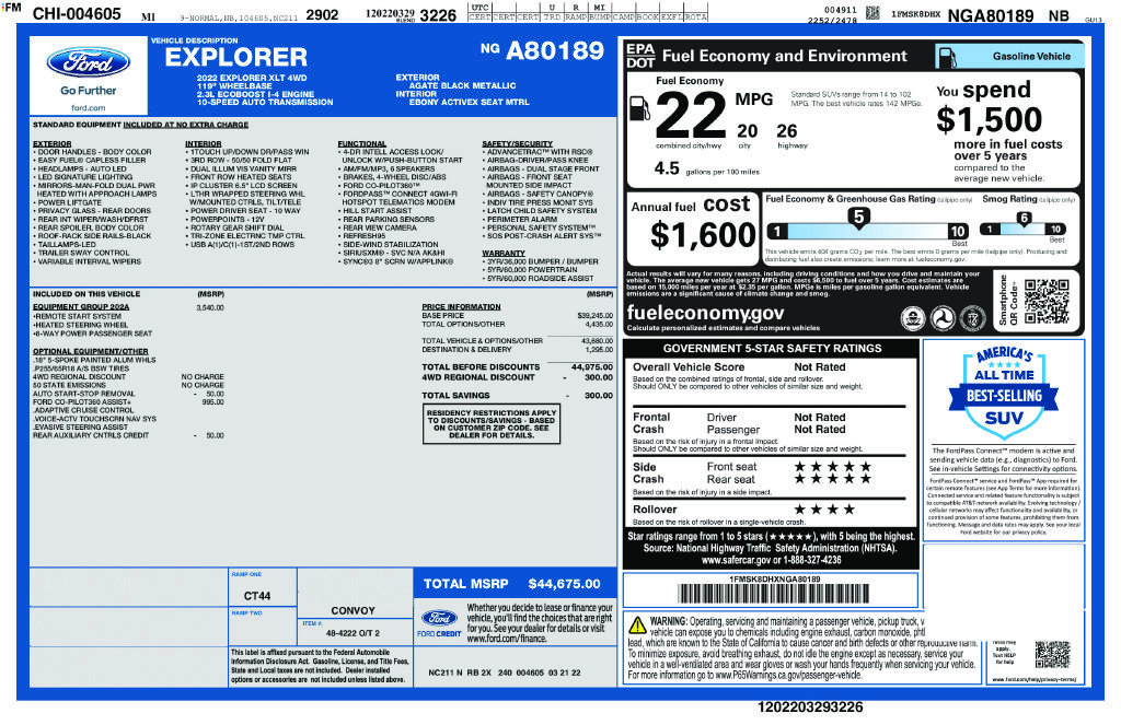 Used 2022 Ford Explorer XLT w/ Equipment Group 202A AWD/4WD image 40