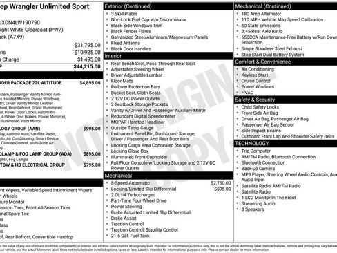 Used 2020 Jeep Wrangler Unlimited Sport AWD/4WD image 1