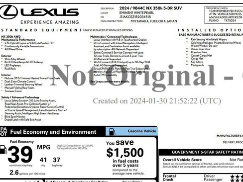 Used 2024 Lexus NX 350h AWD w/ Cold Area Package image 28