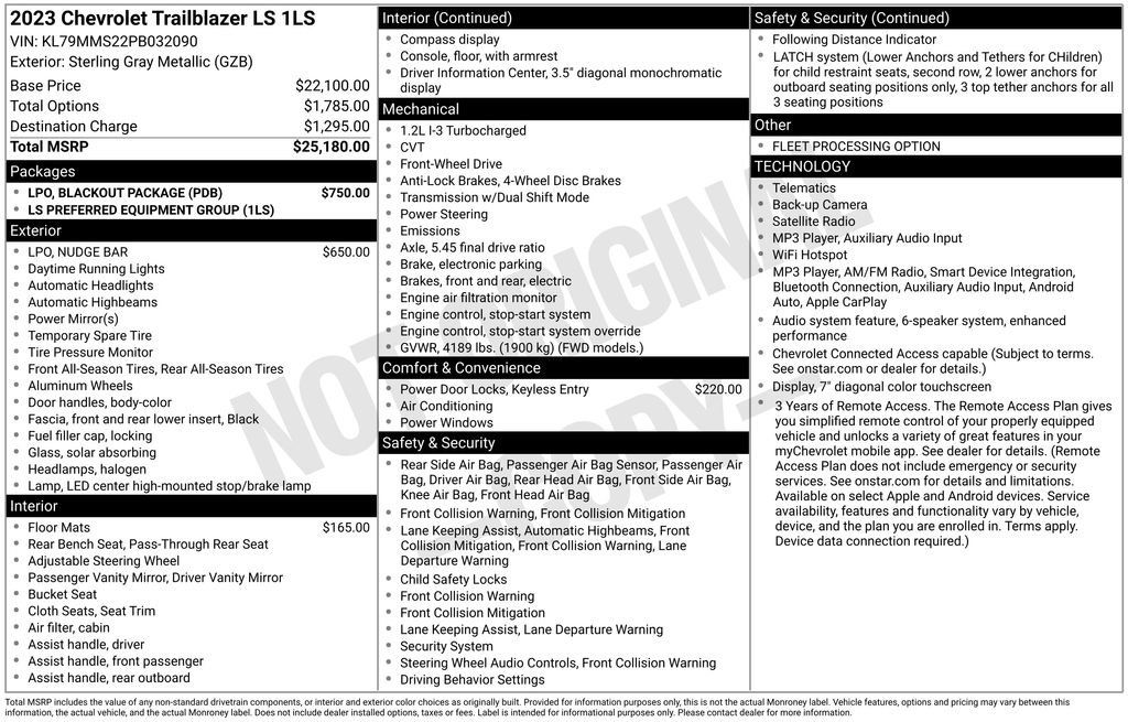 Used 2023 Chevrolet TrailBlazer LS w/ LPO, Blackout Package FWD image 29